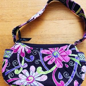 Vera Bradley black and purple floral shoulder bag